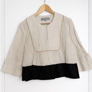 Alexander Wang White Textured Blouse Cotton Linen Size 6